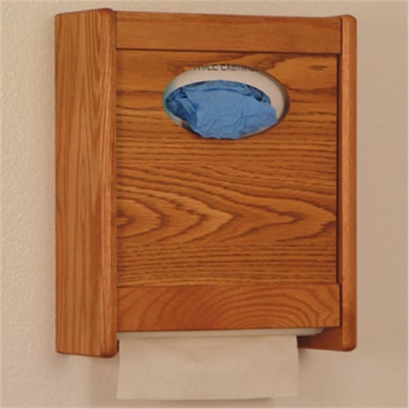 Wooden Mallet Combo Towel Dispenser and Glove and Tissue Holder in Medium Oak WO599452